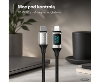 USAMS Kabel pleciony USB-C/Lightning LED 1,2m 20W PD Fast Charge - 1568999 - zdjęcie 2